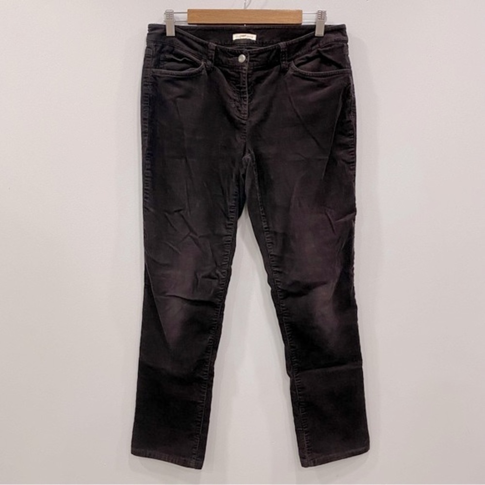 EILEEN FISHER 4 Dark Brown Soft Corduroy Cotton Tencel Minimalist Pants Stretch